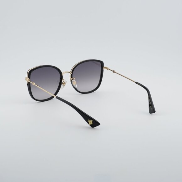 Gucci GG0606SK 001 Sunglasses Black/Gold Square Frame, Grey Lenses main image 8